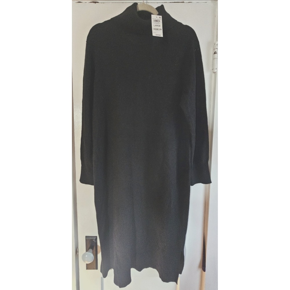 NWT CHARTER CLUB Luxury women's L 100%cashmere sweater dress turtle neck‎ slits